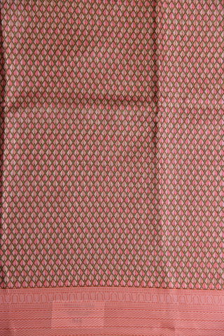 Chevron Border Onion Pink Printed Silk Saree