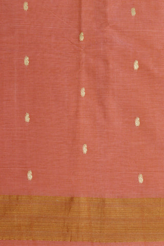 Paisley Buttis Peach Pink Paithani Handloom Cotton Saree