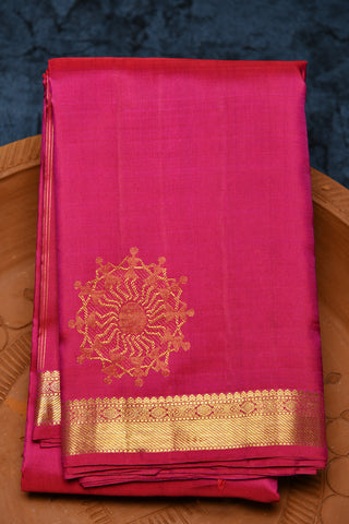 Warli Art Motif Magenta Pink Kanchipuram Silk Saree