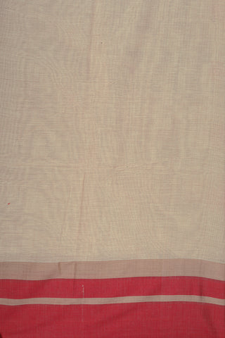 Plain Border With Thread Work Buttis Beige Bengal Cotton Saree