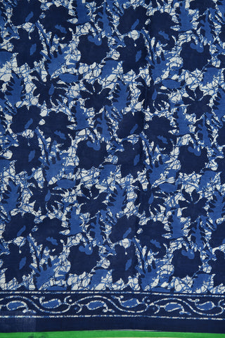 Floral Printed Indigo Blue Hyderabad Cotton Saree