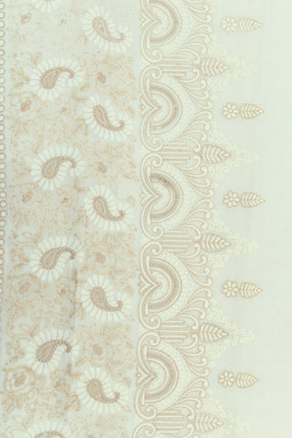 Embroidered Floral Buttas Off White Ahmedabad Cotton Saree