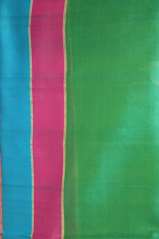 Marigold Motif Fern Green Kanchipuram Silk Saree