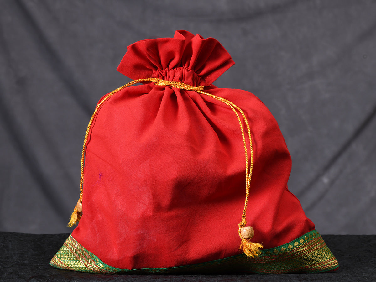 Crimson Red Plain Cotton Potli Bag