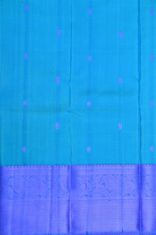 Lavender Threadwork Butti And Border Design Sea Green Kanchipuram Silk Saree