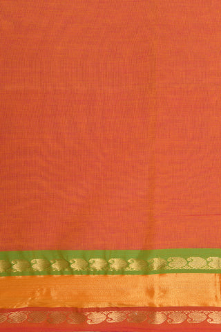 Zari Border With Plain Rust Orange Venkatagiri Cotton Saree
