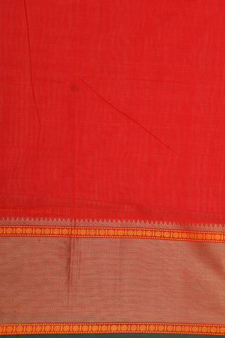 Rudraksh Thread Work Border With Buttis Red Coimbatore Cotton Saree