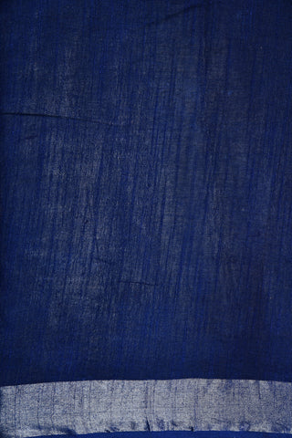 Indigo Blue Capsicum Design Linen Cotton Saree
