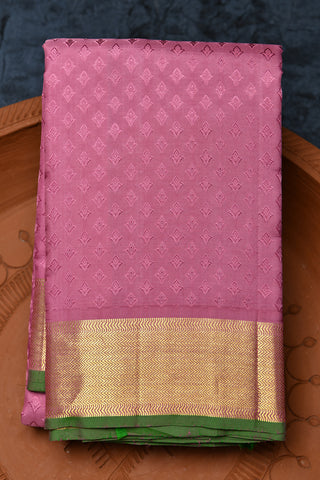 Small Threadwork Buttis With Zari Border Mauve Pink Kanchipuram Silk Saree