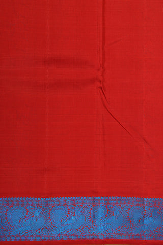 Thread Work Checked Peacock Border Chilly Red Kanchipuram Silk Saree