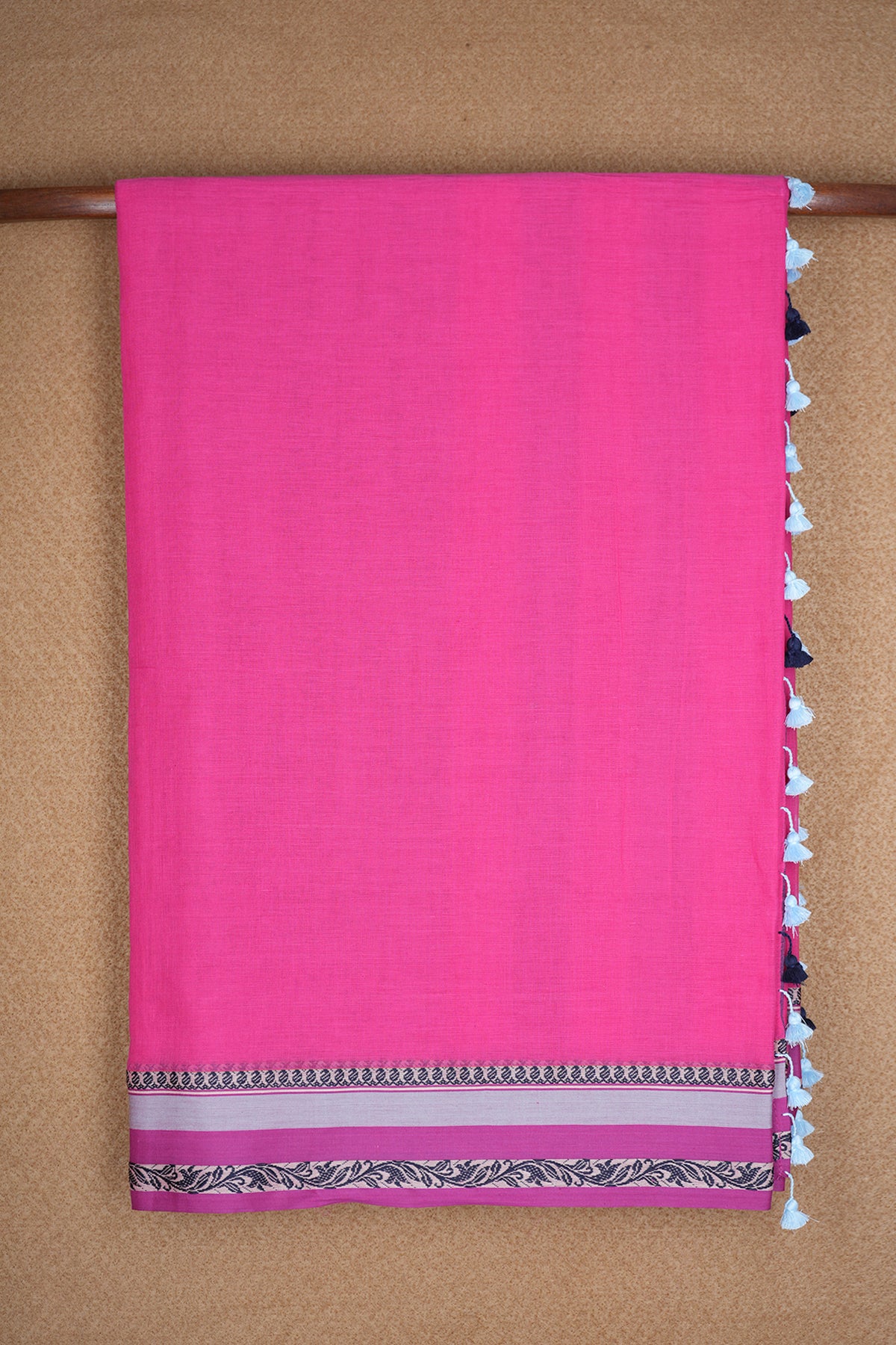 Threadwork Border Rani Pink Bengal Cotton Saree