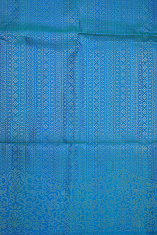 Brocade Design Peacock Blue Soft Silk Saree