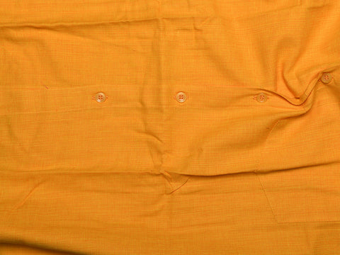 Regular Collar Yellow Cotton Shirt With Velcro Dhoti Set