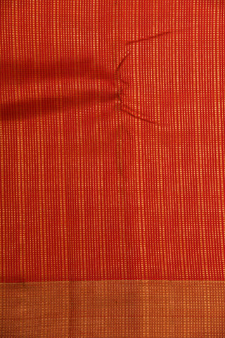 Zari Border With Stripes Crimson Red Kanchipuram Silk Saree