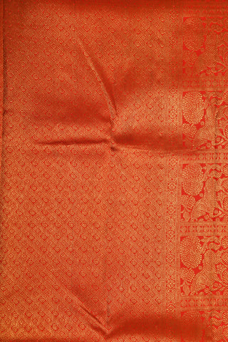Traditional Border With Floral Butta Tomato Red Kanchipuram Silk Saree
