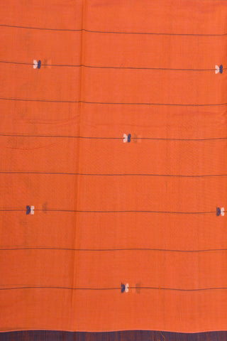 Stripes And Buttis Orange Hand Spun Cotton Saree