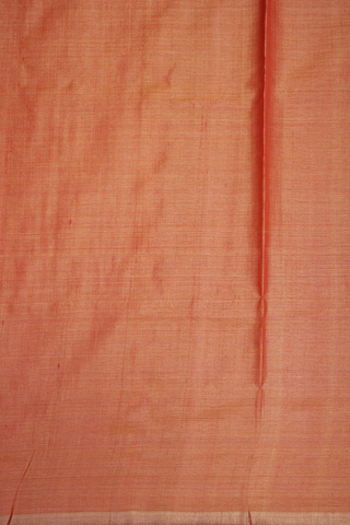 Stripes And Buttas Melon Orange Tussar Silk Saree