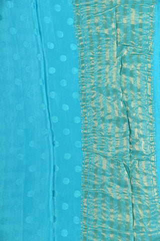 Arrow Design Border With Polka Dots Turquoise Blue Mysore Silk Saree