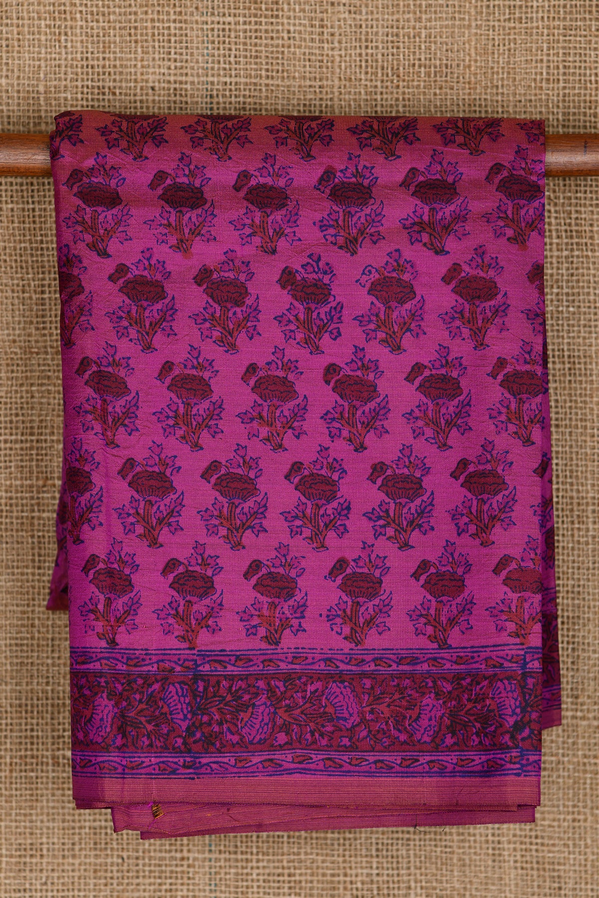 Floral Buttis Magenta Purple Printed Silk Saree