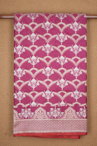 Scallop Design Mulberry Pink Banarasi Silk Saree