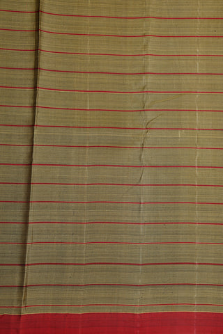 Contrast Border Veldhari Stripes Khaki Green Kanchipuram Silk Saree