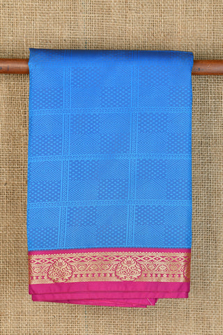 Contrast Zari Border With Geometric Design Royal Blue Apoorva Silk Saree