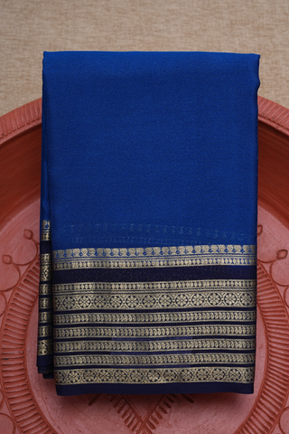 Traditional Border Plain Blue Mysore Silk Saree
