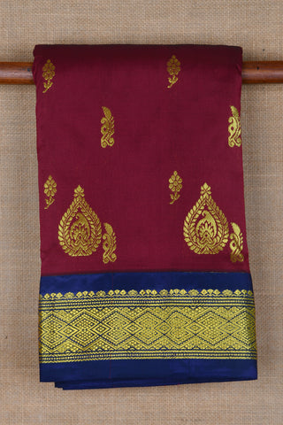 Traditional Zari Butta With Contrast Border Maroon Apoorva Silk Saree