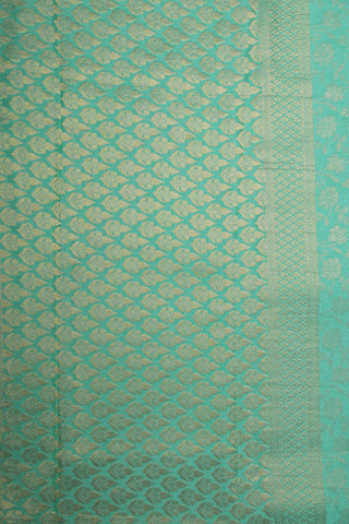 Silver Zari Floral Design Turquoise Blue Mysore Silk Saree