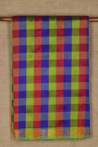 Multicolor Checks Nine Yards Silk Cotton Saree