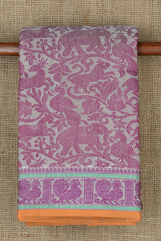 Vanasingaram Design Grey And Purple Coimbatore Cotton Saree