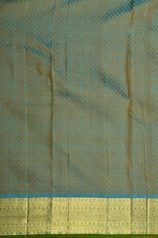 Thread Work Diagonal Lines Design Teal Green Kanchipuram Silk Saree