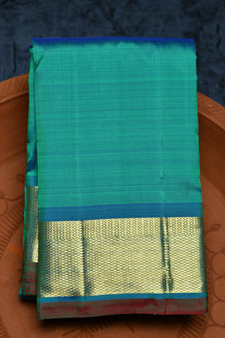 Diamond Border Teal Blue Kanchipuram Silk Saree