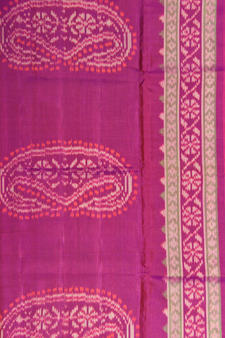 Small Zari Border With Allover Pattern Pink And Purple Patola Silk Saree