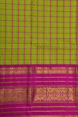 Big Border Checked Design Moss Green Kanchipuram Silk Sare