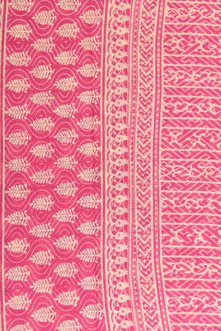 Bagru Printed Watermelon Pink Ahmedabad Cotton Saree