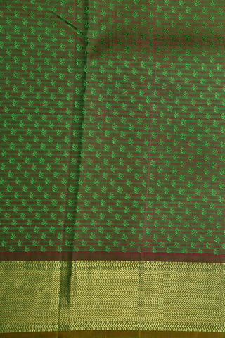 Chevron Border Fern Green Kanchipuram Silk Saree