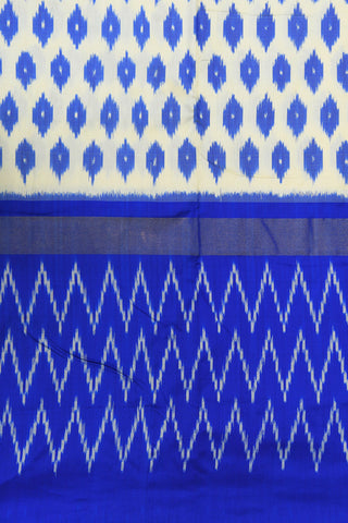 Ikat Design Off White And Cobalt Blue Pochampally Silk Saree