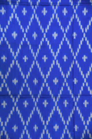 Ikat Design Off White And Cobalt Blue Pochampally Silk Saree