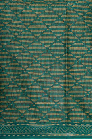 Chevron Design Border With Geometric Pattern Green Ahmedabad Cotton Saree