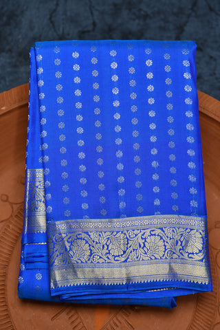 Zari Buttis Cobalt Blue Kanchipuram Silk Saree