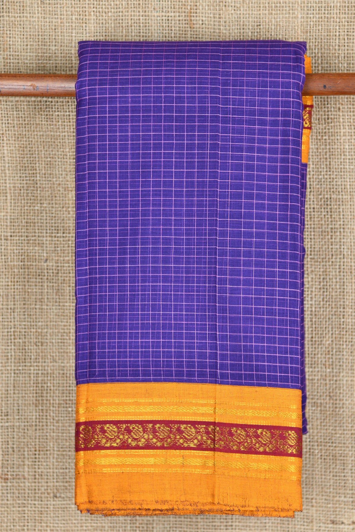 Cheched Design Ink Blue Gadwal Cotton Saree