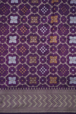 Allover Design Grape Purple Banarasi Silk Saree