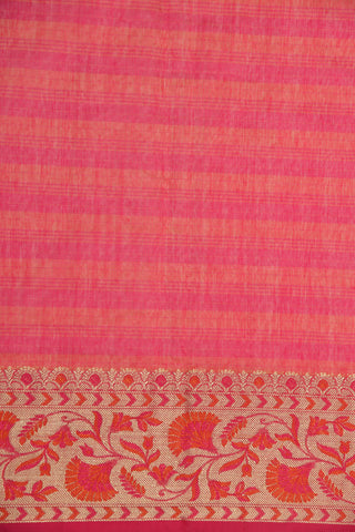 Thread Work Border With Printed Buttis Coral Pink Chanderi Cotton Saree