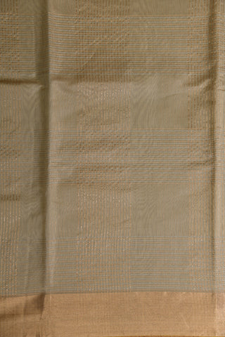 Checked Taupe Grey Kora Silk Cotton Saree