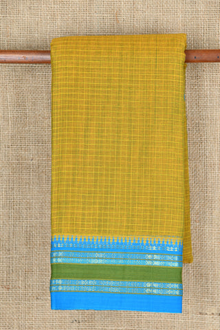 Rudraksh Border Design Olive Green Gadwal Cotton Saree