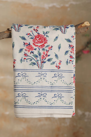Floral Design Jaipur Print Milk White Single Cotton Bedspread