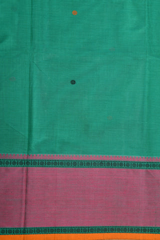 Rudraksh Design Thread Work Border Turquoise Green Coimbatore Cotton Saree