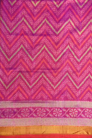 Small Zari Border With Chevron Design Magenta Pink Patola Silk Saree