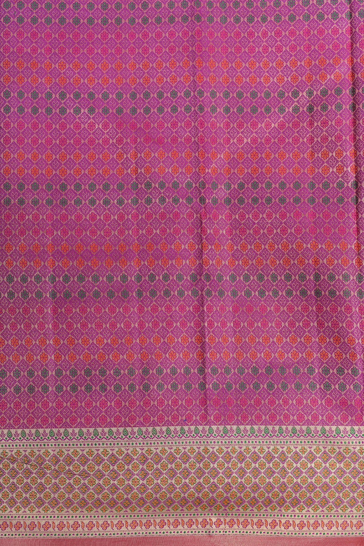 Meenakari Work Border In Plain Pink Raw Silk Saree
